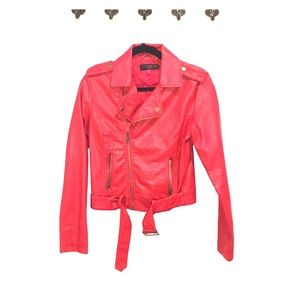Red leather jacket
